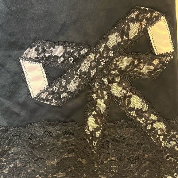 VANITY FAIR Vintage Black Lace Bow Slip Skirt - Picture 4 of 6